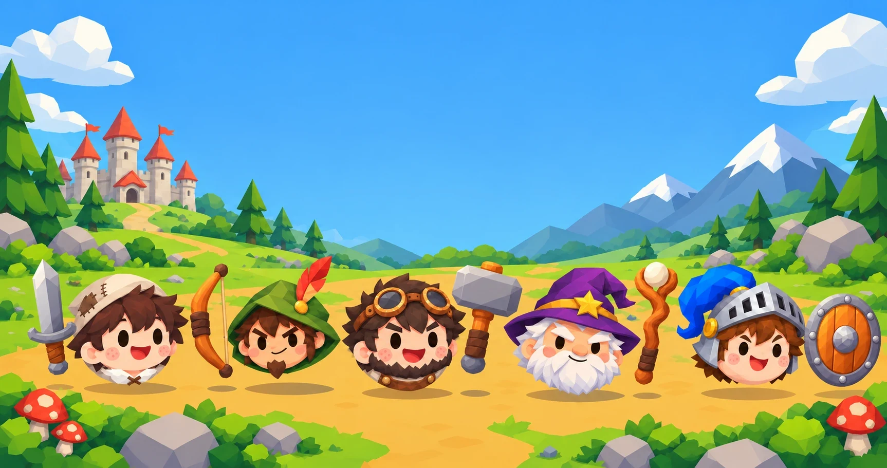 Heroes of Spinfall Legends with their weapons