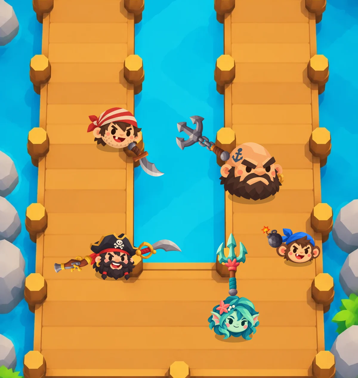 Blackbeard and Marina boarding a pirate ship